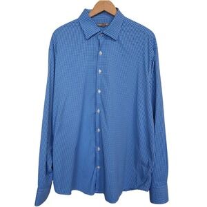 Peter Millar Button Down Shirt Mens XL Blue Gingham Summer Comfort Performance